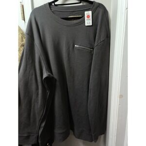 Mens DXL Society Of One- Zip Pocket Sweatshirt 3XLT  Gray/ Brown